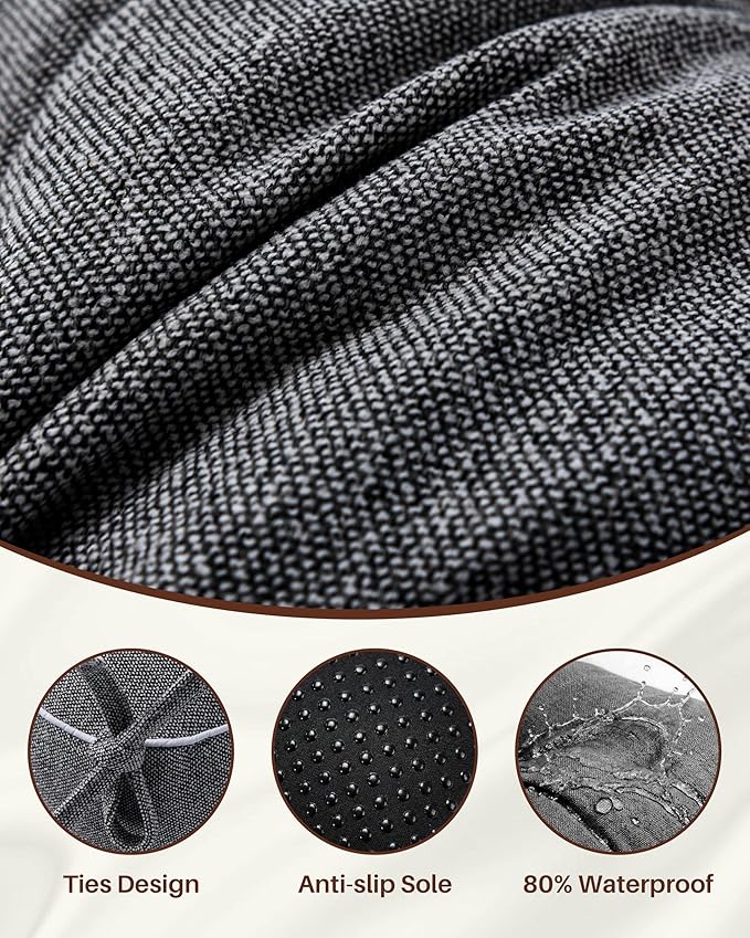 Rocking Chair Cushions Indoor, 5-inch Thicken Seat Cushion with Memory Foam Non-Slip Tufted Chair Pads Set of Seat & Back Cushion for Outdoor Rocker Living Room, Dark Grey, 28x18x5/18x18x5