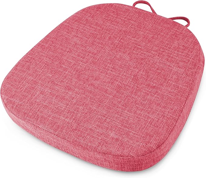OVOV 14x14 Chair Cushions for Metal Dining Chairs Set of 1 Non Slip Thick Textured Chair Pads for Dining Chairs with Ties and Removable Cover (1, Pink)