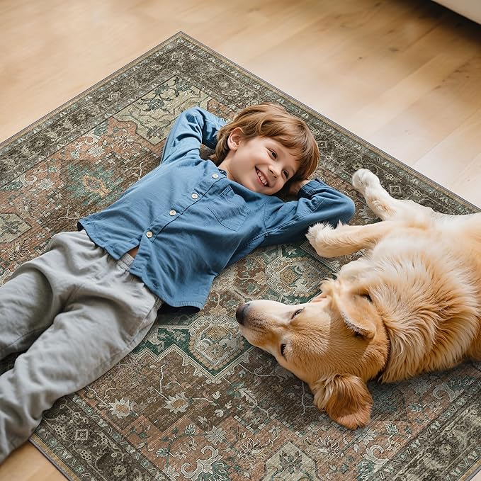 36"x48" Office Chair Mat for Hardwood Tile Floor, Under Desk Carpet Protector for Rolling Computer Chair Mat, Machine Washable Area Rug, Anti-Slip 1/5" Thick Low Pile Thin Vinyl Floor Mat, Rosewood