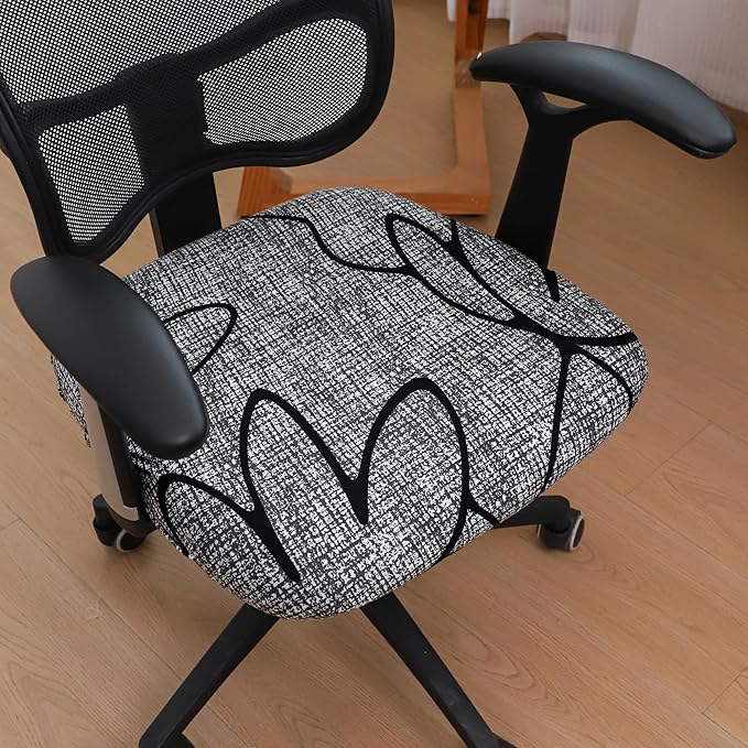 FORCHEER Waterproof Office Chair Seat Cover 20x20 Strechable Printed Grey Computer Desk Chair Seat Slipcover Washable Replacement 1 Piece