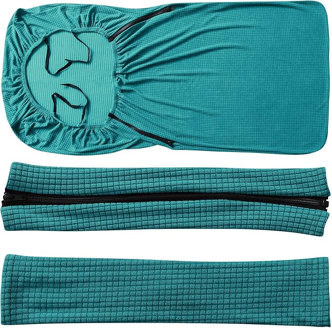 FORCHEER Office Chair Cover Water Repellent Jacquard Armrest Swivel Chair Slipcovers Removable Stretch Universal Computer Chair Cover L with Chair Arm Cover 2P-Teal