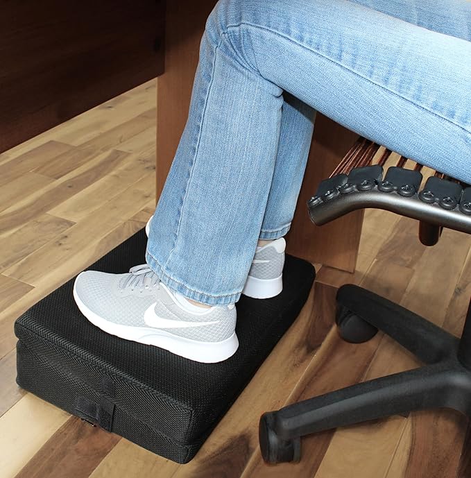4-in-1 Footrest for Added Height - Premium Foam Foot Cushion Works Great for Under Desk or bar - Will not Slide on Any Surface