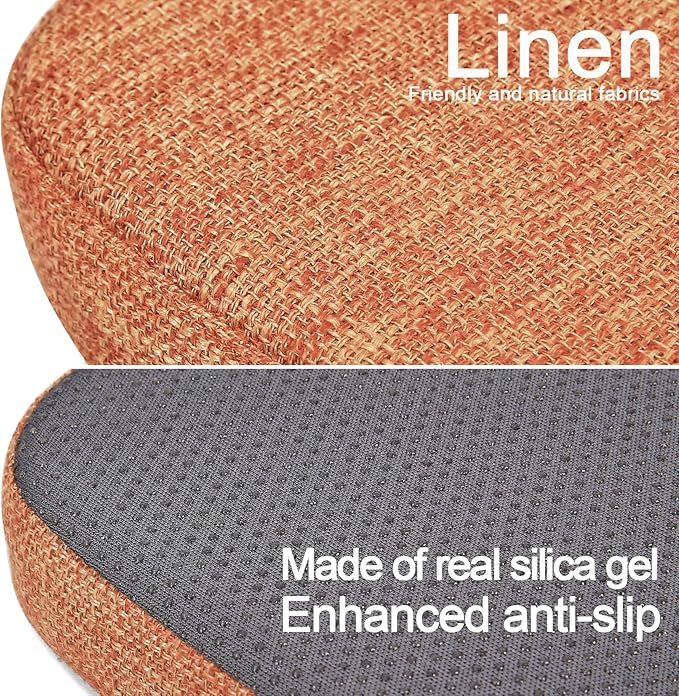 BUYUE Friendly Woven Fabric 14x14 Magnetic Cushions for Metal Chair Set of 4, Enhanced Anti-Slip Seat Pads for Dining Kitchen Café Stackable Chairs (U-Shape, Orange, 4 Counts)
