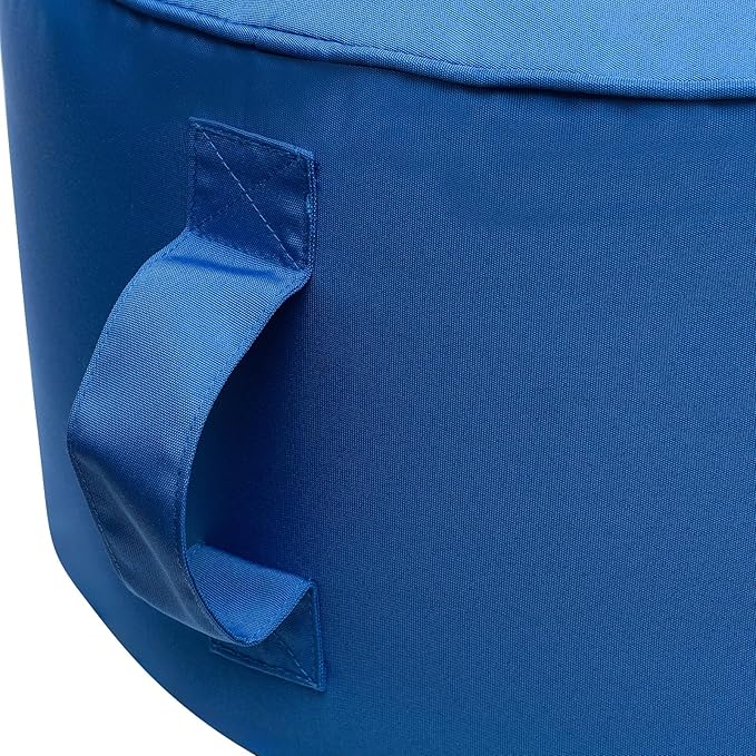 QILLOWAY Inflatable Outdoor Ottoman for Patio, Waterproof Round Pouf, Inflatable Foot Rest, Outdoor Footstool for Poolside, Garden，Camping,Marine Blue