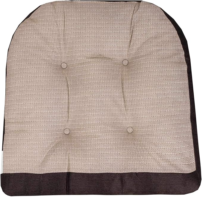 Sweet Home Collection Rocking Chair Cushion Premium Tufted Pads Non Skid Slip Backed Set of Upper and Lower with Ties, 2 Piece, Brown 5 Count, (Pack of 5)