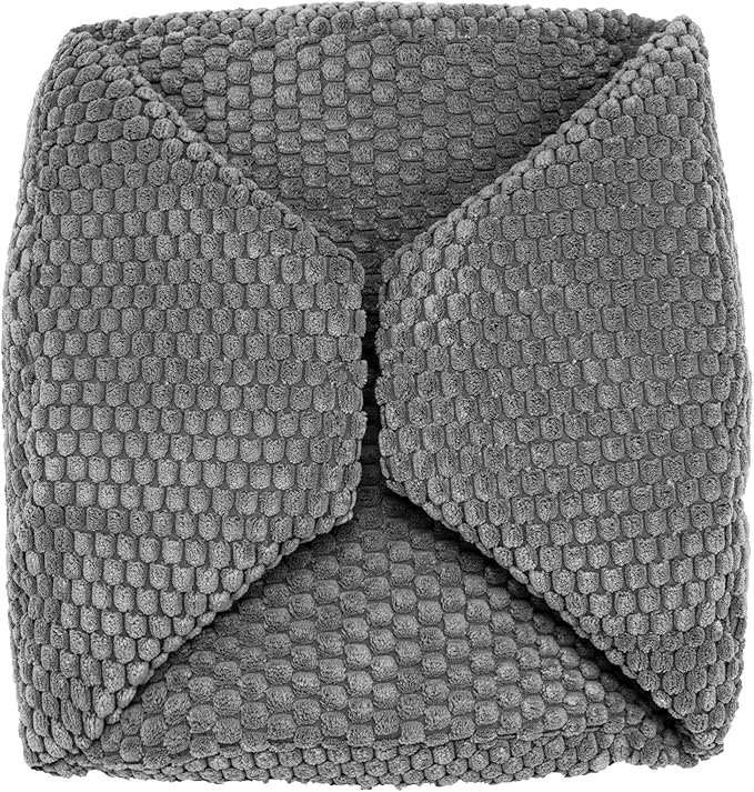 Poofieotto Unstuffed Pouf Ottoman Cover Handmade Footstool Ottoman Storage Solution Floor Pouf Footrest Cushion 20Diameterx12Height Inches for Living Room Wedding Dark Gray