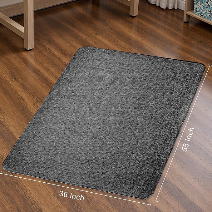 Sycoodeal Office Chair Mat for Hardwood & Tile Floor,Computer Gaming Chair Mat for Rolling Chairs Non-Curve, Anti-Slip, Heavy Duty Floor Protector for Home Office,Dark Black (36" x 55")