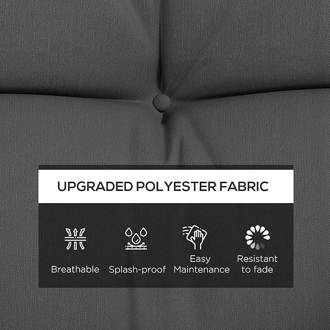 Outsunny 59" Tufted Bench Cushions & Throw Pillows, 4 Piece Swing Cushion Set, Indoor/Outdoor Replacement Bench Seat Pad, Back Cushion & 2 Pillows for Outdoor Furniture, Without Swing, Gray
