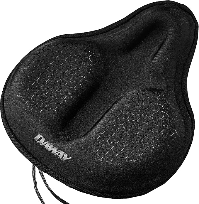 DAWAY Comfortable Bike Seat Cover - C3 Soft Gel & Memory Foam Padded Bike Seat Cushion for Women Men Seniors, Comfort, Fits for Peloton, Stationary, Exercise, Mountain and Cruiser Bicycle Saddles