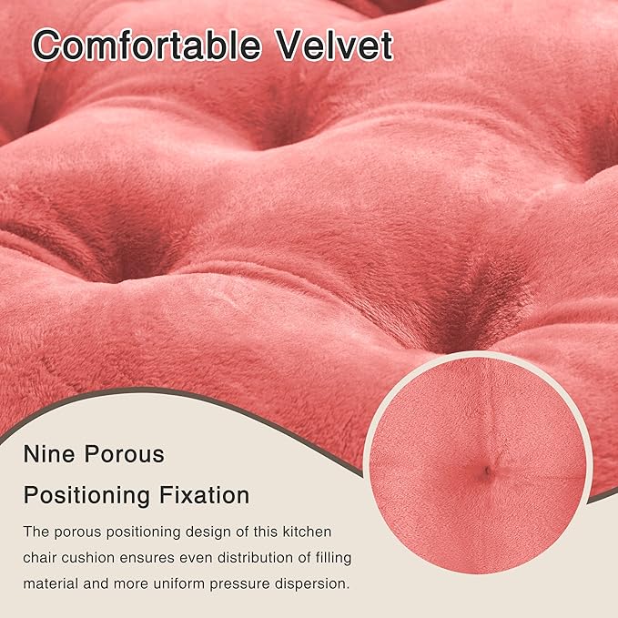 OVOV 1 Pack Chair Cushions for Dining Chairs Soft Seat Cushions for Kitchen Desk Chairs Square Chair Pads with Ties (15.5"x15.5" Pink)