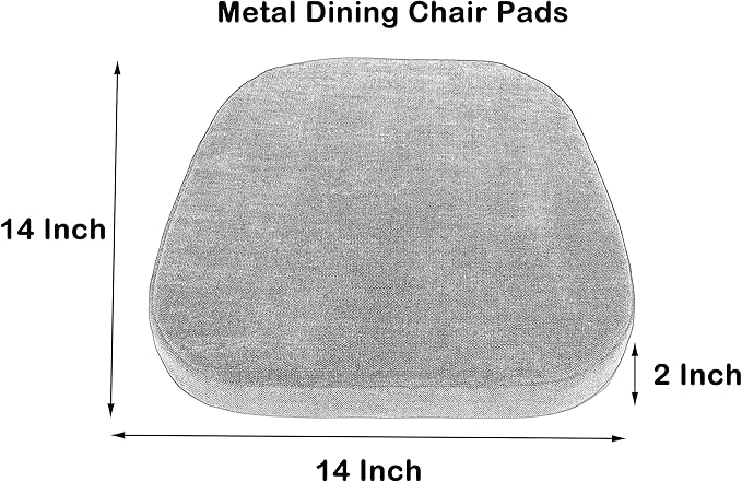Loveboat 2 Pack Navy Metal Dining Chair Pads, 14x14 Inches, Chenille Fabric, High Density Foam Insert, Zipper Closure, 2 Inch Thick, Square, Industrial Style, 2 Count