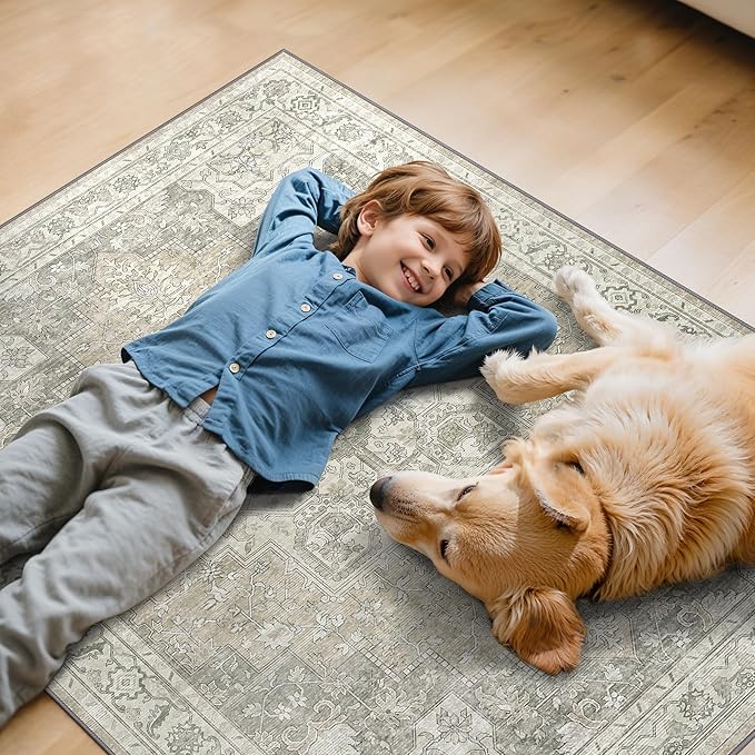 48"x60" Office Chair Mat for Hardwood Tile Floor, Under Desk Carpet Protector for Rolling Computer Chair Mat, Machine Washable Area Rug, Anti-Slip 1/5" Thick Low Pile Thin Vinyl Floor Mat, Trench