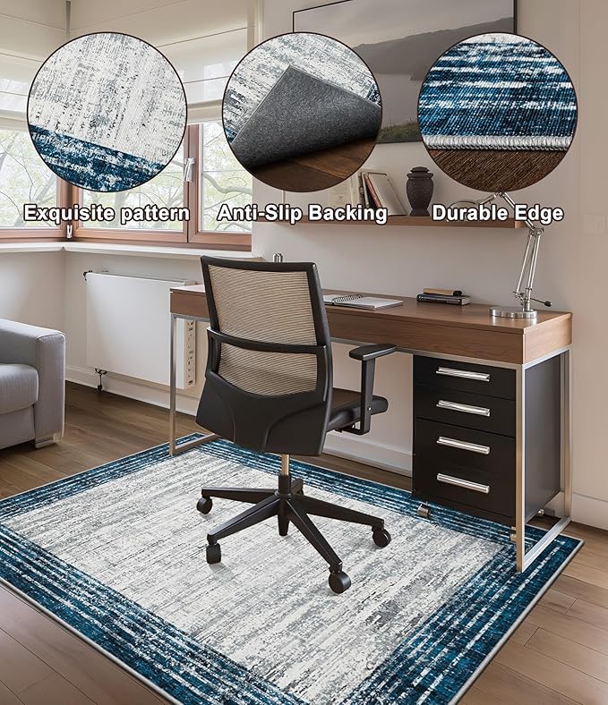 chakme Office Chair Mat for Hardwood Floor, 60"x45" Easy Glide Computer Desk Mat Protector for Rolling Chair Under Desk Rug Nonslip Backing, Machine Wash, (Square)