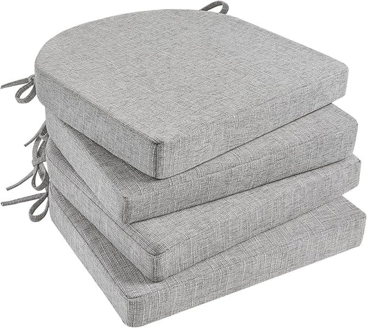 Basic Beyond Chair Cushions for Dining Chairs with Ties and Removable Cover, 2" Thick Seat Cushions for Kitchen Chairs, Set of 4, 17" x 16", Light Grey