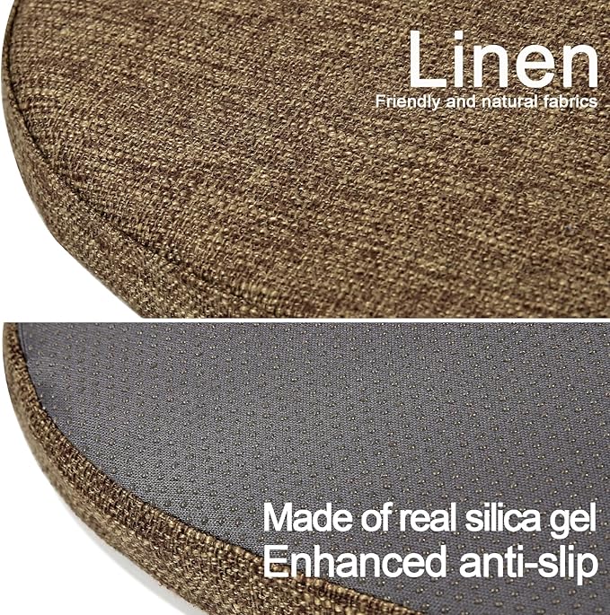 BUYUE Friendly Woven Fabric Magnetic Bar Stool Cushion 1 Piece, Enhanced Anti-Slip Breathable Small Chair Seat Pad for Café Bistro Stackable Metal Stool (Square, Brown, 1)