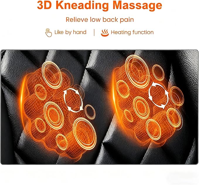 3D Kneading Massage Executive Office Chair for Big and Tall Users – Extra-Wide Ergonomic Seat with Lumbar Support, Reclining Desk Chair with Footrest, 500LBS Capacity for Home and Office