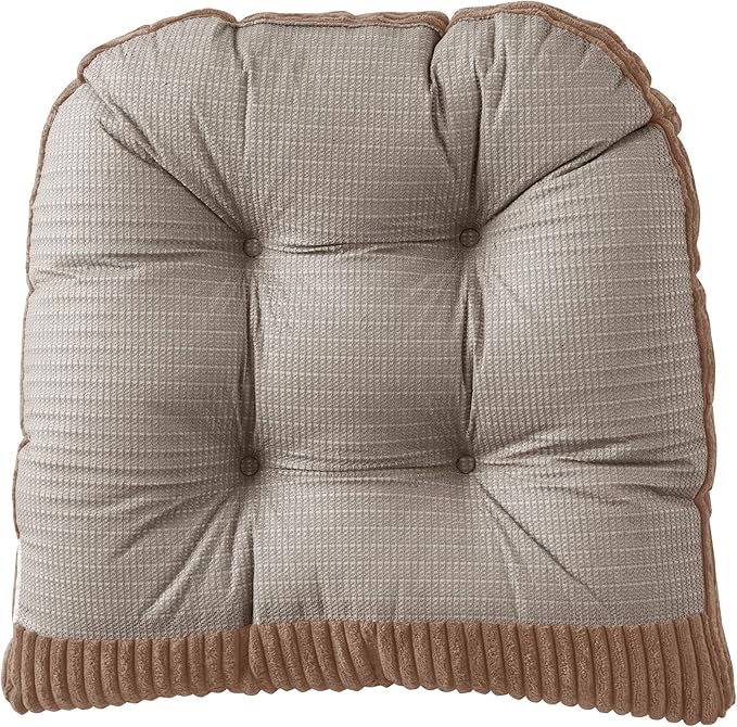 Rocking Chair Cushion Premium Tufted Pads Non Skid Slip Backed Crushed Velvet Cover Set of Upper and Lower with Ties, 21 in x 17 in | 17 in x 17 in, Velvet Taupe, Case Pack (Pack of 5)