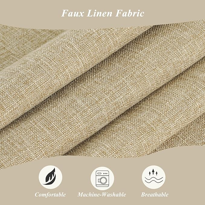 Rocking Chair Cushion Set with Machine Washable Cover Non-Slip Rocking Chair Cushions Indoor Seat and Back Pads with Ties 1 Pack, 2 Piece Set, 20"x 17"x 2" (Beige)