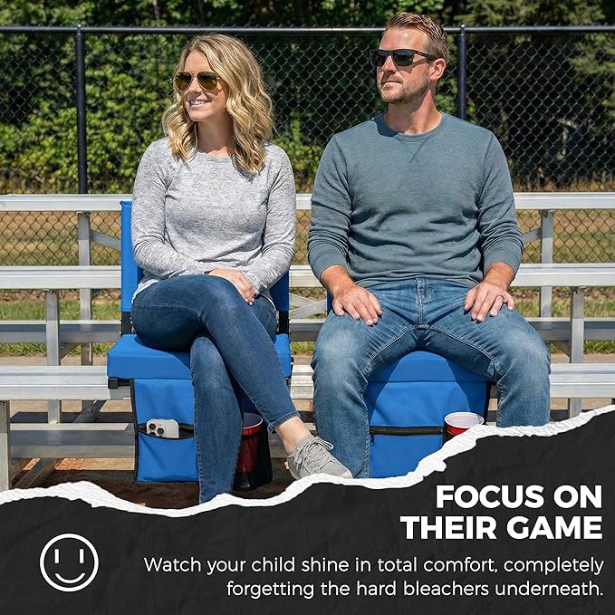 SPORT BEATS Stadium Seats with Back Support Bleacher Chairs with Back and Cushion Thick Padded Bleacher Seats Includes Shoulder Strap
