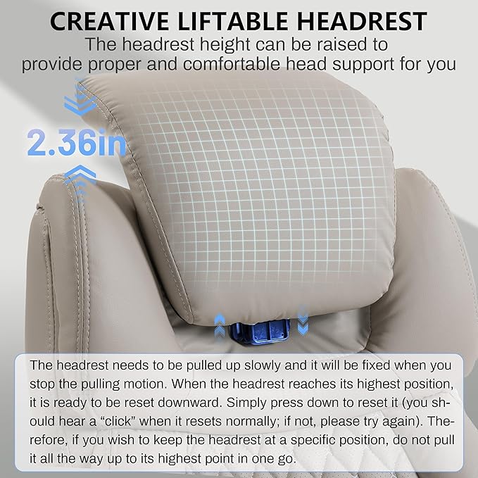 Big and Tall Office Chair 750lbs, Executive Office Chair with Adjustable Headrest&Lumbar Airbag Support, PU Leather High Back Heavy Duty Desk Chair 5D Flip Arms, Ergonomic Thick Spring Cushion, Beige