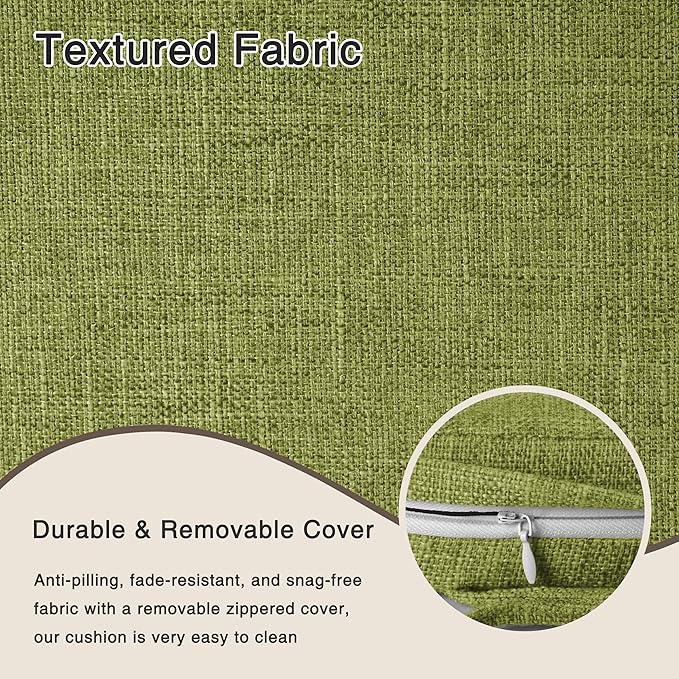 OVOV 14x14 Chair Cushions for Metal Dining Chairs Set of 2 Non Slip Thick Textured Chair Pads for Dining Chairs with Ties and Removable Cover (2, Green)