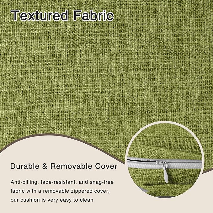 OVOV 14x14 Chair Cushions for Metal Dining Chairs Set of 4 Non Slip Thick Textured Chair Pads for Dining Chairs with Ties and Removable Cover (4, Green)