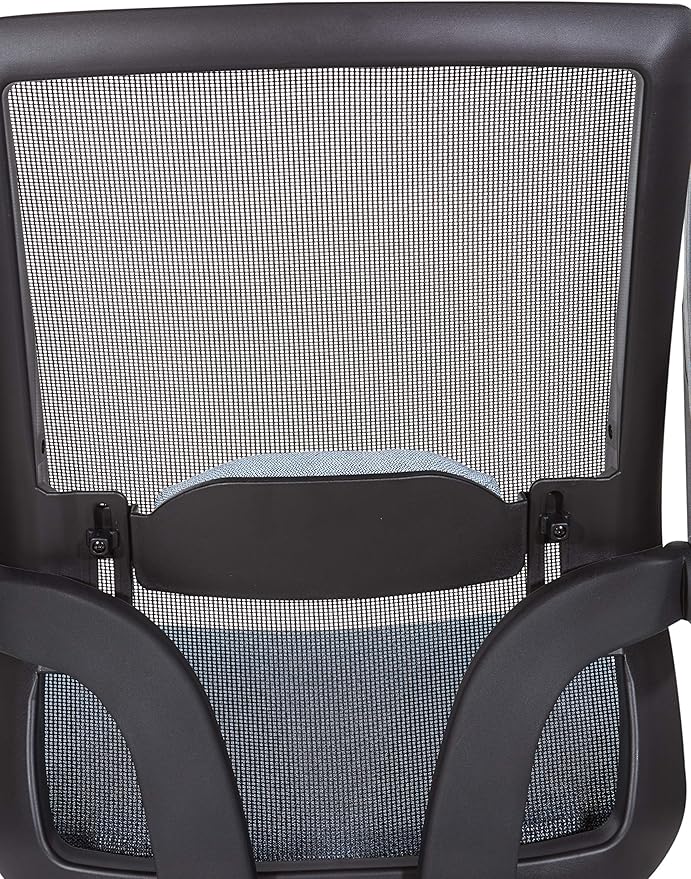 Space Seating 867 Series Adjustable Manager's Chair with Breathable Mesh Back, Lumbar Support and Padded Flip Arms, Blue Fabric Seat with Black Nylon Base